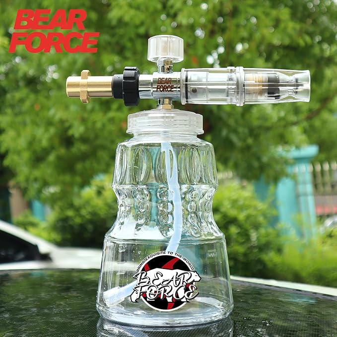 BEAR FORCE Pressure Washer Aluminium Plated Silver Foam Cannon Foam Generator Snow Foam Lance with 1.25mm & 1.10mm Orifice Nozzle for Karcher K2 K3 K4 K5 K6 K7 Pressure Washer