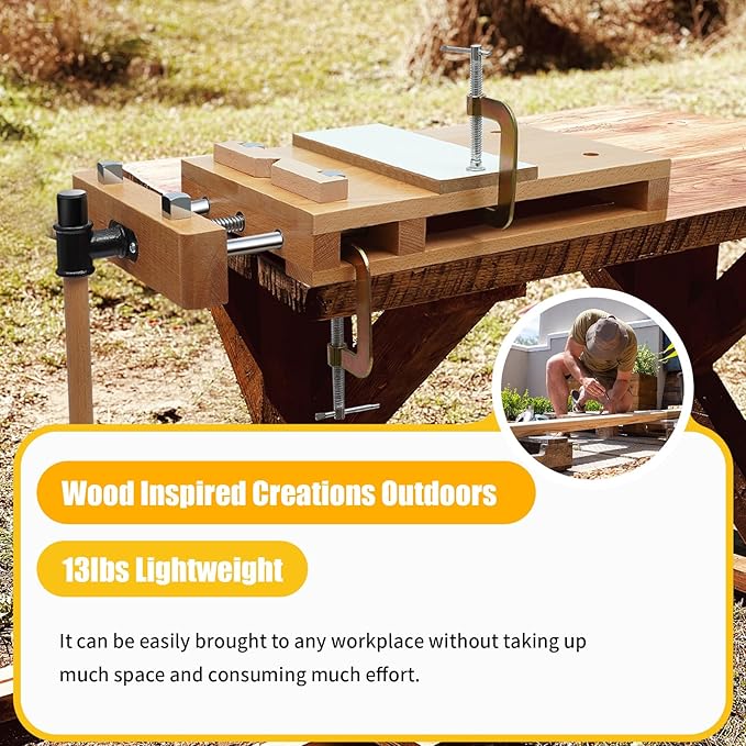 Portable Workbench Hard Woodworking Vise Desktop Work Table Work Bench with G-Type Fixing Clips and Limit Blocks, for Home, Woodworking Studios, Fixed for Processing Wood
