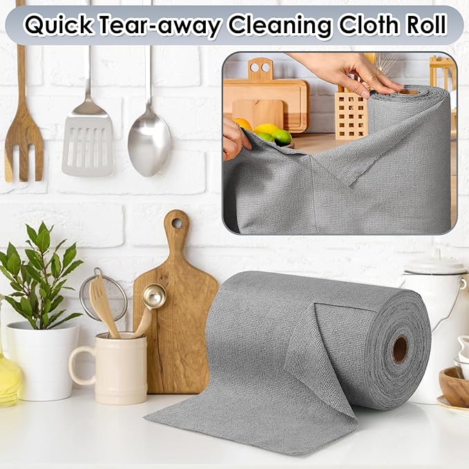 85 Pack Reusable Tear Away Microfiber Cleaning Cloth Roll, 10" x 10" Value Pack Kitchen Towels Washable Cleaning Rag Towels Multi-Purpose Microfiber Dish Cloths for Auto, House, Garage, Kitchen