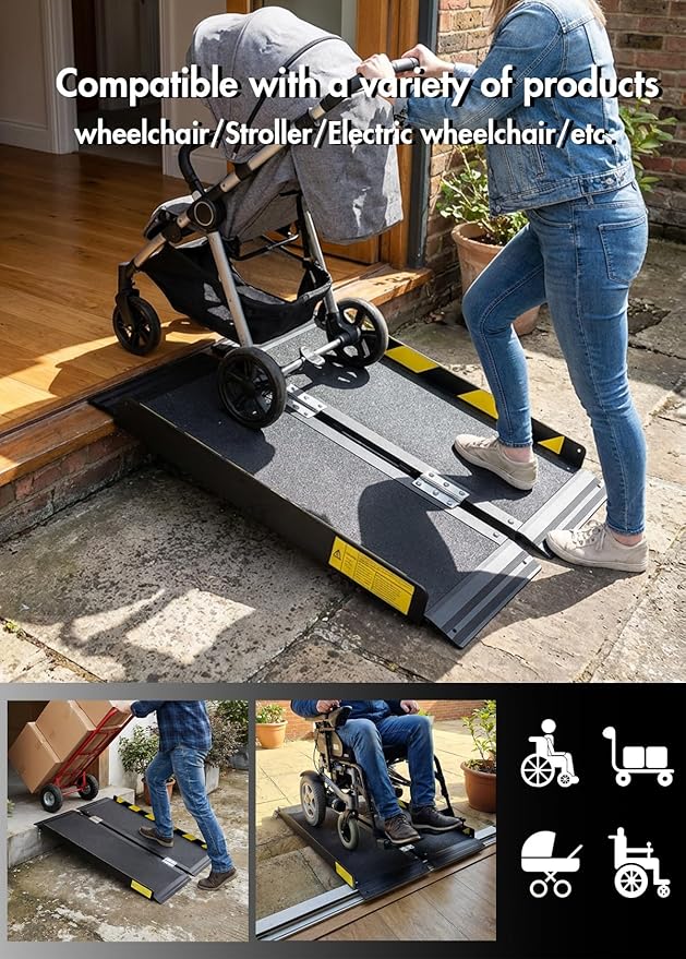 3FT Wheelchair ramp for Threshold,Protable Ramp,Non-Slip Folding Aluminum Handicap Ramps,Ramps for Home,Wheelchairs,Steps,Entry,Scooter,Doorway,800lbs Capacity (3FT Useing Height 3-9 inches)