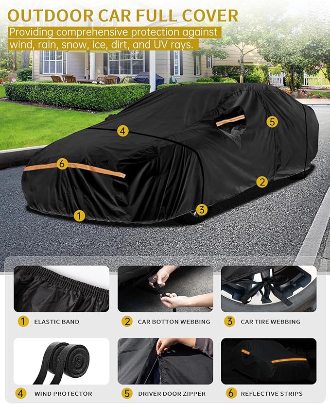 Car Cover Waterproof All Weather Custom Fit for Ford Mustang 1994-2025, 420D Oxford Full Outdoor Automtive Heavy Duty Covers Windproof Snowproof Dustproof UV Hail Protection Accessories