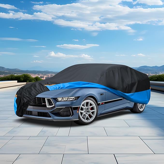 Car Cover Waterproof All Weather Outdoor Windproof Dustproof UV Protection Fit Coupe Ford Mustang 1994-2024, Chevrolet Corvette, Audi R8 etc.