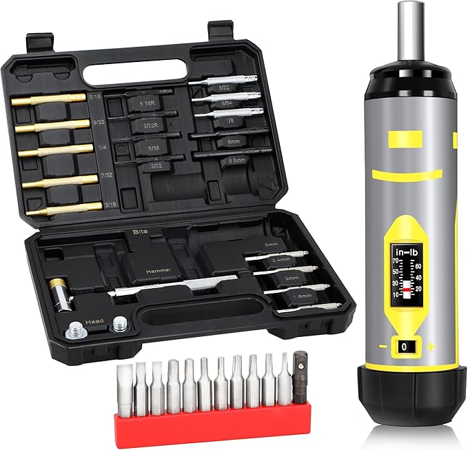 Torque Screwdriver & Pin Punch Set, Elite Gunsmithing Tools Absolute Combo for Gun Maintenance, Scope Mounting, DIY, Include S2 Bits, Brass and Steel Pin Punches, Hammer set