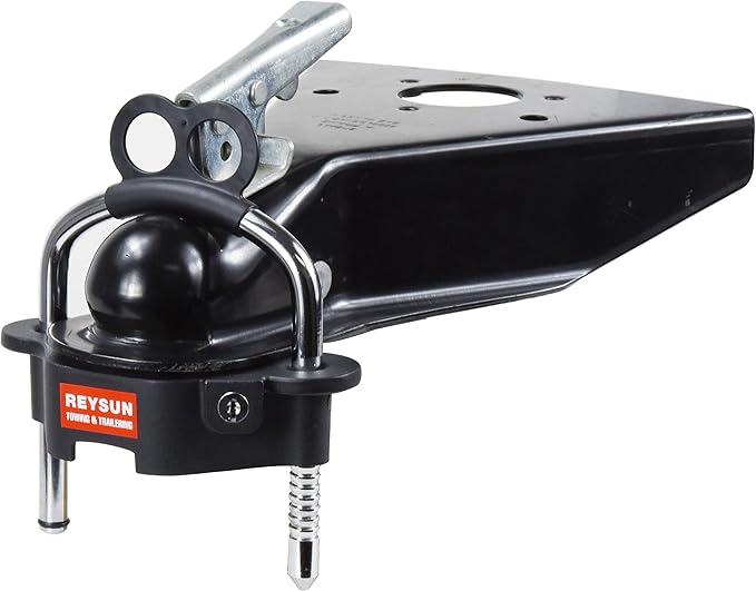863507 Trailer Hitch Lock Trailer Locks Universal Coupler Lock, Heavy Duty Ball Hitch Lock for 1-7/8", 2" and 2-5/16" Trailer Coupler, Matt Black