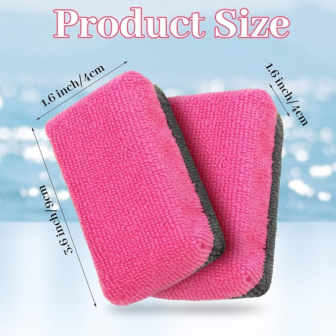 Mudder 24 Pcs 3.5 x 1.5 x 1.5 Inch Car Wax Applicator Pad Rectangular Microfiber Pads Sponge Ceramic Coating Applicator Car Foam Cleaning (Pink and Gray)