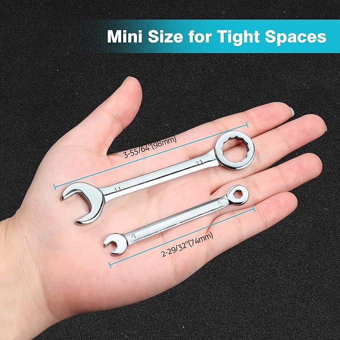 SPEEDWOX Small Wrench Set, 10 Pcs, 4-11mm Mini Combination Wrench Sets with Portable Storage Pouches and A Ring