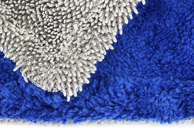 Autofiber Amphibian Jr. Dual Side Detailing Microfiber Towel - One Side Twist, One Side Plush - 16 inch x 16 inch (Blue/Gray)