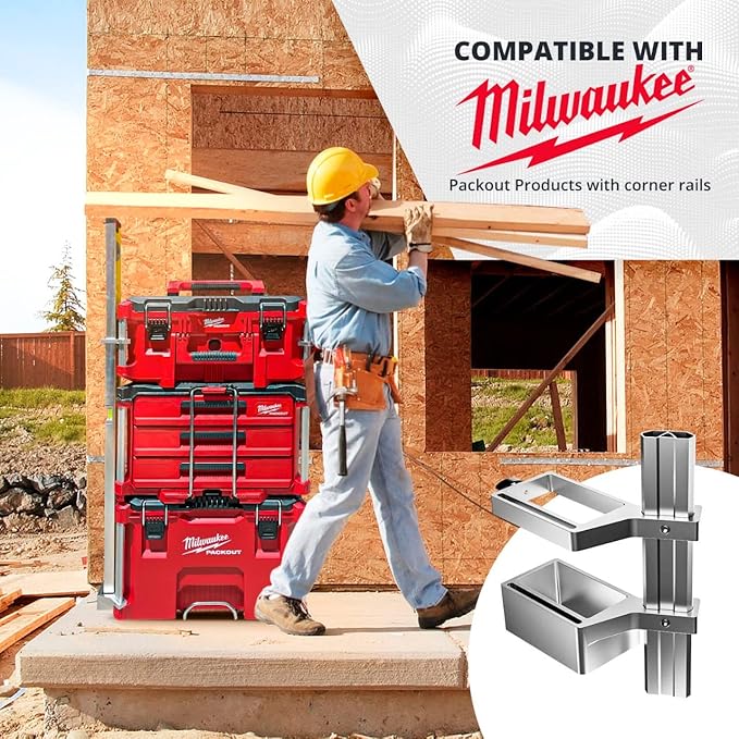 Alpha Engineered Level Mount Holder Compatible with Milwaukee Packout Tool Box-Fits Packout Organizers - Includes Set Screws - Perfect Packout Accessories Upgrade & Packout Mods Solution - Left Side