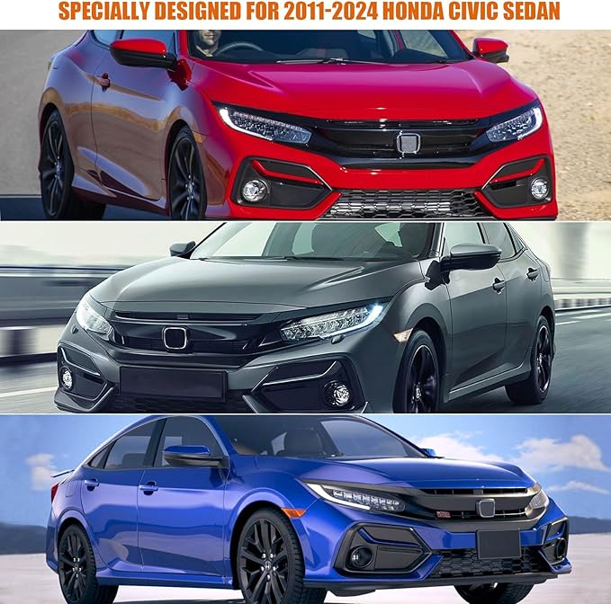 Waterproof Car Covers Replace for 2011-2025 Honda Civic Sedan, 6 Layers All Weather Custom-fit Car Cover with Zipper Door & Windproof Bands for Snow Rain Dust Hail Protection (Civic)