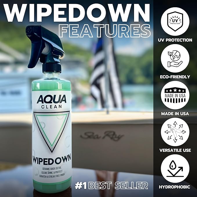 WIPEDOWN Ceramic Quick Detailer & Waterless Car Wash Spray | Clean, Shine, Protect | Car Truck Boat RV Motorcycle Marine | Hydrophobic Coating | UV Protection | Gloss Shine | USA Made