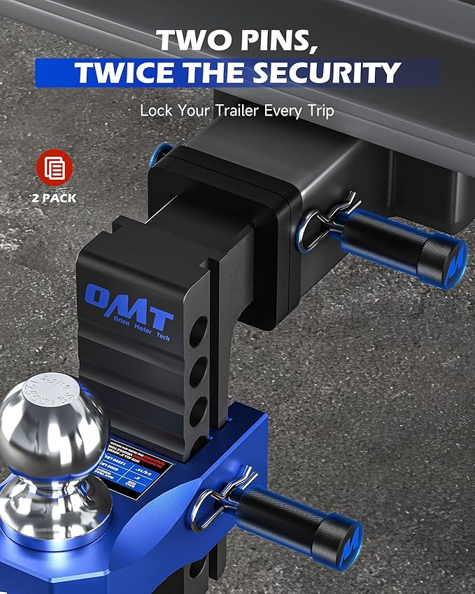 Orion Motor Tech 2 Pack Locking Hitch Pin, Fits 2" 2.5" 3" Receiver with 5/8" Diameter Hitch Lock, Anti-Theft Steel Hitch Pin Lock with Key for Class V IV III, Anti-Rattle Trailer Hitch Pin