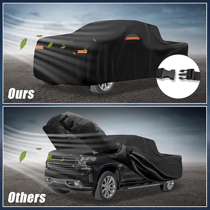 X AUTOHAUX Car Cover for Chevrolet Silverado Crew 210D-PU Outdoor Full Car Cover All Weather with Door Zipper for Waterproof Windproof Sun Rain Protection