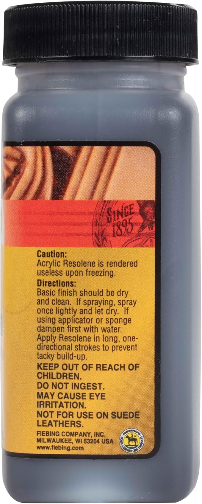 Fiebing's Acrylic Resolene (4 oz) - Protective Acrylic Leather Finisher - Glossy Finish Top Coat for Dyed & Polished Leathercraft - Flexible, Durable, Water Resistant for Boots, Couch, Purse (Brown)