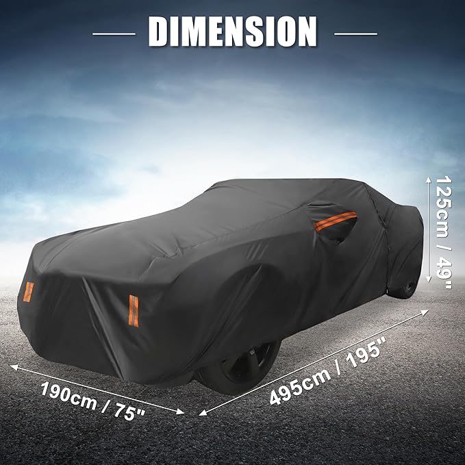 X AUTOHAUX Car Cover for Chevy Camaro 2010-2021 Aluminum Film Outdoor Waterproof Sun Rain Snow Hail Protection with Driver Door Zipper