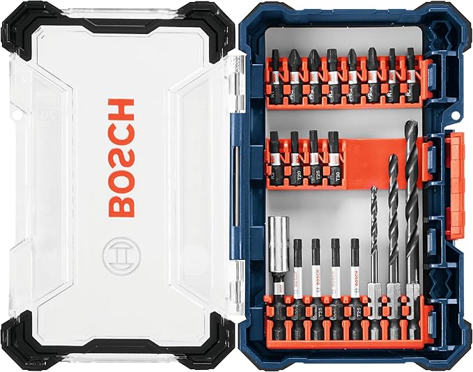 BOSCH DDMS20 20-Piece Assorted Impact Tough Drill Drive Custom Case System Set for Drilling and Driving Applications