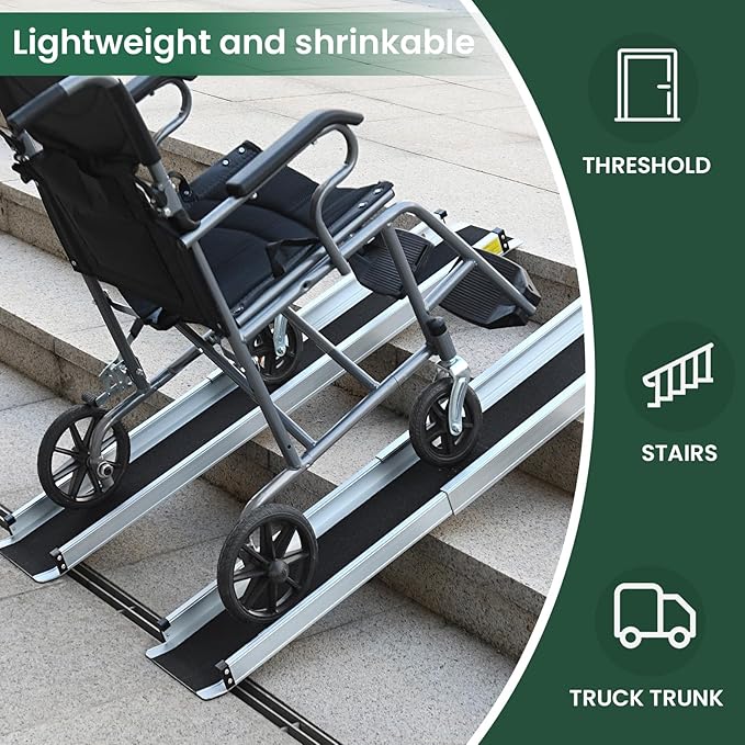 Wheelchair ramp 4FT, Lightweight, Retractable and Portable, can be Used for Wheelchair ramps, Comes with a Handbag