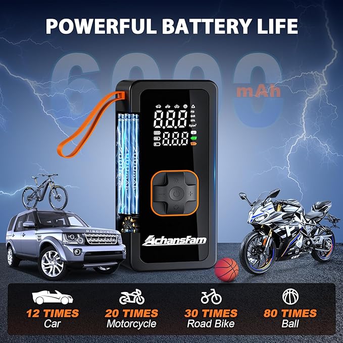 P9 Tire Inflator Portable Air Compressor, Dual Power, 150PSI Cordless Air Pump for Car Tires, Digital Gauge & Auto Stop, Small Air Compressor for, Bicycle, Motorcycle, Ball