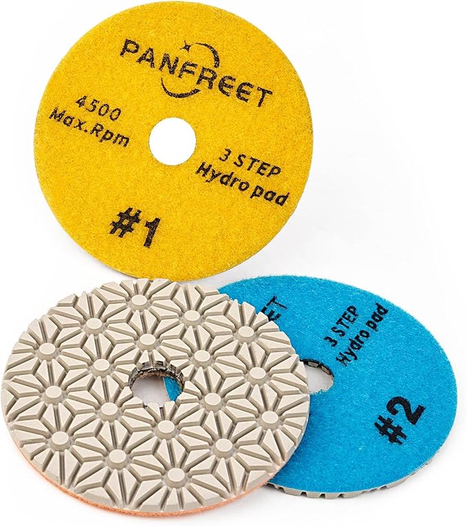 Wet/Dry 3 Step 4 Inch Diamond Polishing Pads Granite Polishing Pads for Granite Quartz Marble Concrete Terrazzo