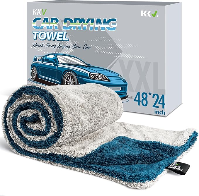 KKV 48”x24” Dual Sided Microfiber Car Drying Towel (2 Count)