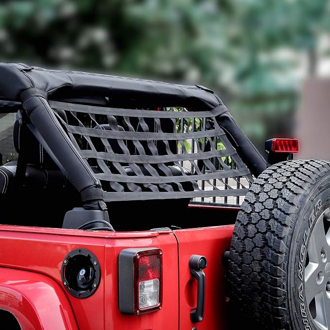 RT-TCZ Mesh Cargo Net, Car Roof Net Hammock for Jeep Wrangler YJ TJ JK JKU JL JLU 1987-2024