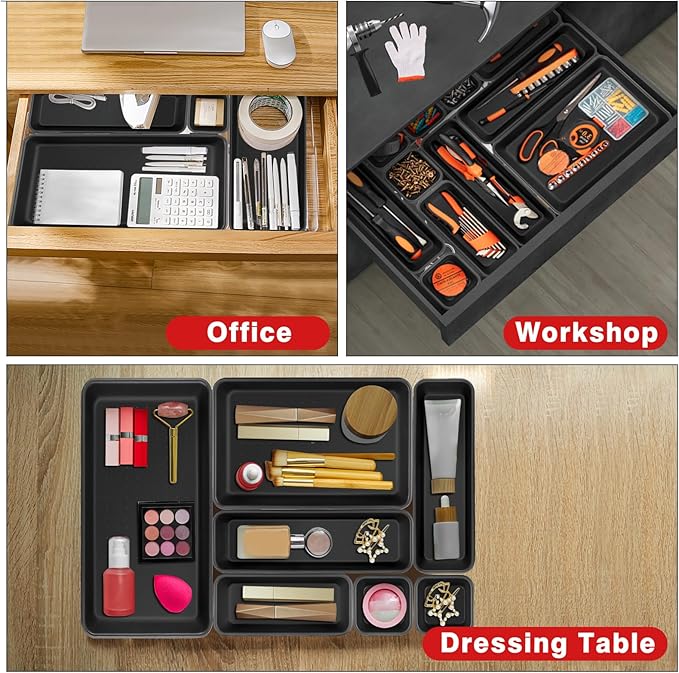 Takytao【48Pcs】【5 Size】Tool Box Organizer, Drawer Tool Organizer Tray Divider Set, Garage Tool and Accessories Storage, Toolbox Organization Storage for Rolling Tool Chest