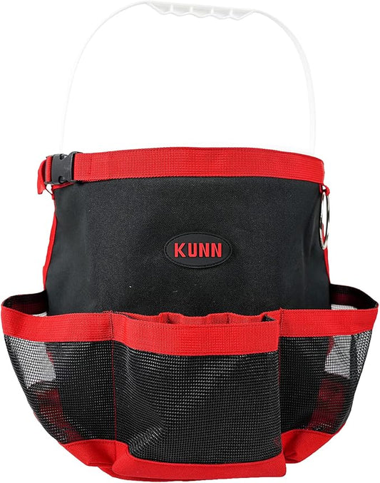 KUNN Car Wash Bucket Tool Organizer for 5 Gallon Bucket with Towel Holder Ring,Soap Pockets Cleaning Bucket Organizer Water-Resistant Mesh Pockets for Clean Supplier,Car Wash Supplier Red