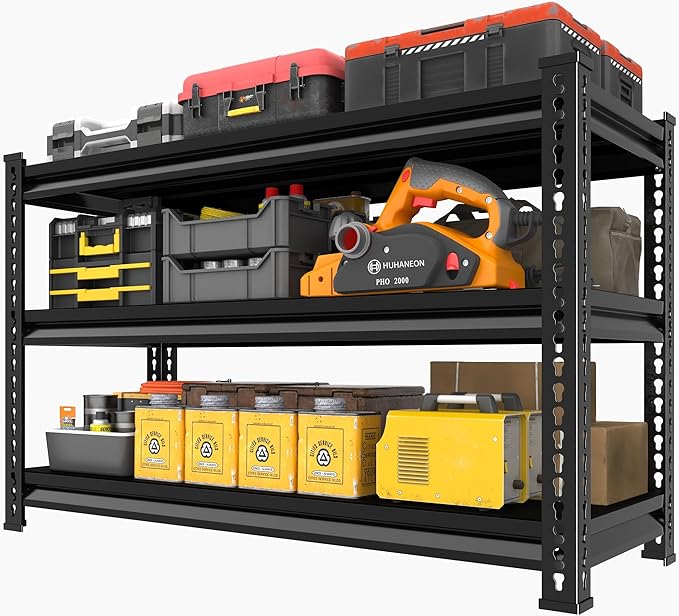 Garage Shelving for Storage and Organizer - 48''W 1,410Lbs Heavy Duty Metal Utility Shelves - Adjustable Freestanding Rack Units for kitchen Pantry Basement - 3 Tier Black 48"W x 16"D x 39"H