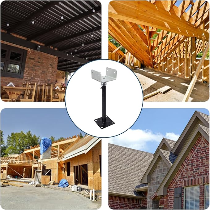 4 Pack U-Shaped Floor Jack for 4x2, 4x4, 4x6 Joists - Adjustable Steel Telepost with U-Head, Mini Screw Jack, Post Jack.11-15 Inch Adjustment Range
