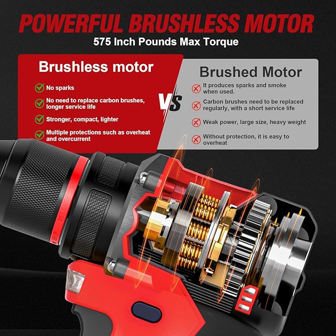 21V Cordless Brushless Power Drill Set with 4.0Ah Large Capacity Battery and Charger, 3/8-Inch Metal Keyless Chuck Electric Drill Driver, 25+1 Torque Setting, 2 Speed, 87pcs Drill kit for DIY Projects