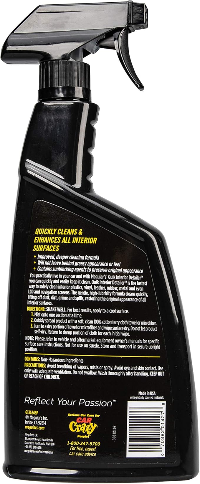 Meguiar's Quik Interior Detailer Cleaner - 24 Oz Spray Bottle (Pack of 6)