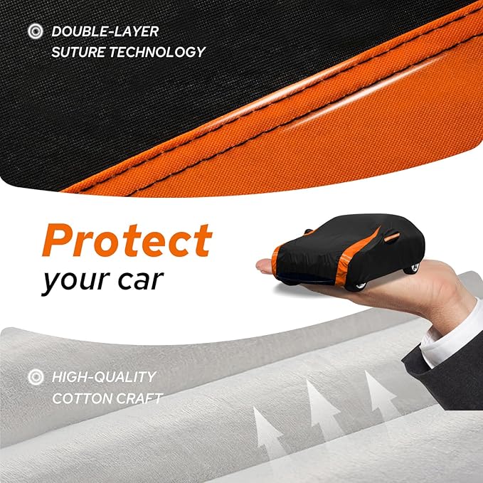 10-Layer for Model 3 Car Cover Waterproof All Weather for Automobiles, Outdoor Full Cover Soft Cotton Lining Rain Snow UV Protection with Door Zipper, Fit for Model 3 2017-2025