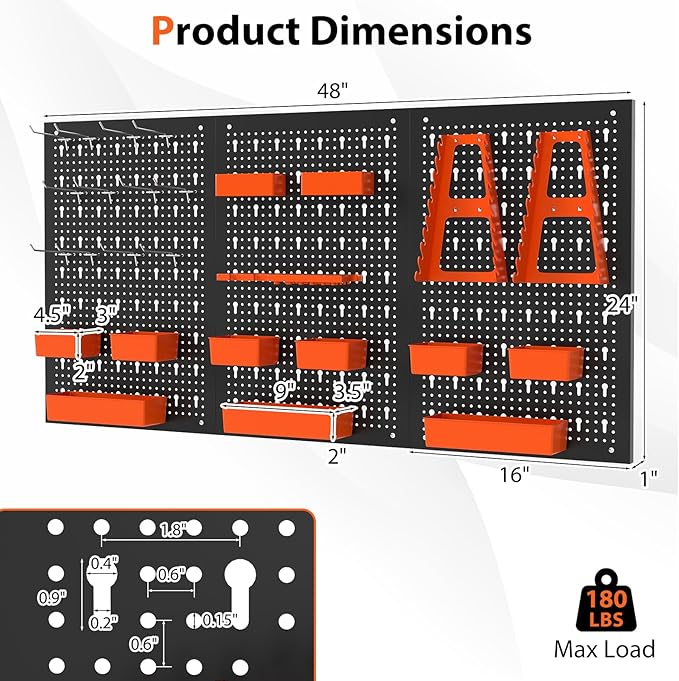 Goplus Pegboard Wall Organizer, 9-Bin Parts Rack Organizer w/Hammer Racks, Tool Holders & Hooks, Heavy-Duty Utility Tool Storage Board w/Accessories for Garage, Workshop, Craft Room