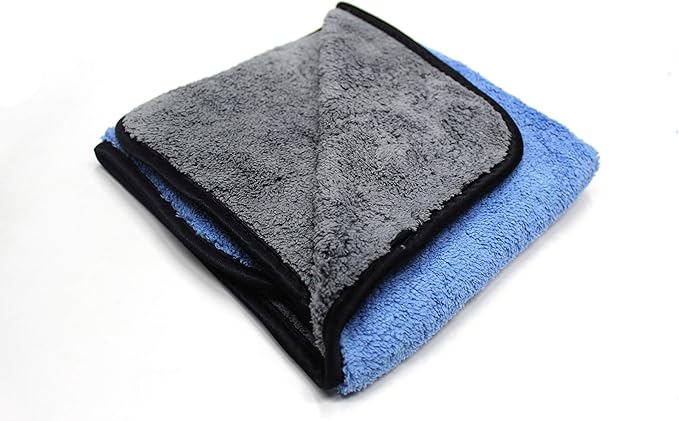 Maxshine 16" x 16" Universal 600GSM Ultimate Crazy 2C Microfiber Towel – Blue & Grey – Ultra-Soft, Highly Absorbent & Lint-Free – Ideal for Car Detailing, Polishing & Drying