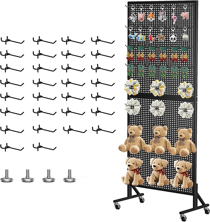 Pegboard Hooks 30Pcs,Metal J Hooks Kit Assortment for Pegboard Display Standing, Fit 1-inch Hole Spacing Pegboard for Retail,Market and Shows (30Pcs Black)