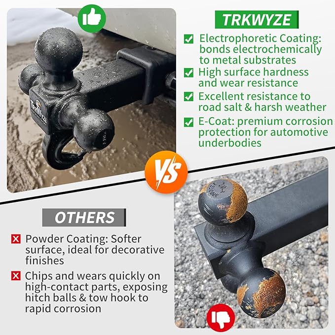 Trailer Hitch, Premium Black E-Coat, Rust Resistant Tri Ball Mount, 1 7/8 Ball Hitch, 2 inch Ball Hitch, 2 5/16 Ball Hitch, 10,000 lbs GTW Tow Hitch for 2" Hitch Receiver (Pin&Clip)