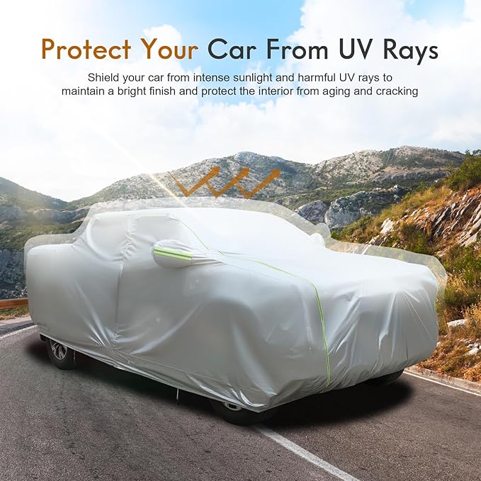 Tecoom Truck Cover Waterproof All Weather with Zipper Door & Lock, Windproof Sun Rain Snow Protection Full Pickup Covers Fit for Ford F150, Ram 1500, Chevy Silverado, Toyota Tundra (Up to 212 Inches)