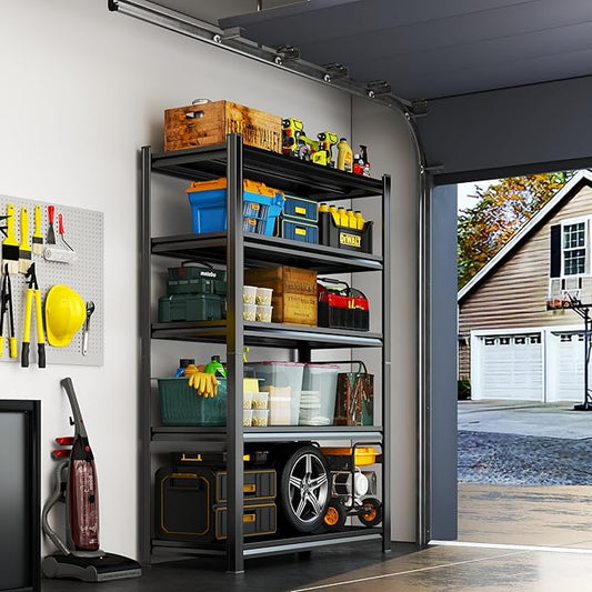 PRESTELION 72" H Garage Shelving 5 Tier Shelving Unit, 3500Lbs Adjustable Metal Garage Storage Shelves Heavy Duty for Basement, Warehouse, Kitchen, Pantry (720'H X 39.4''W X 13.8''D)