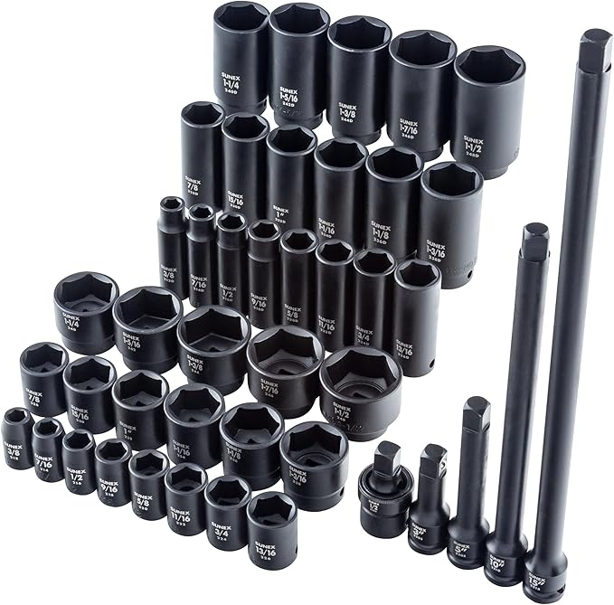 43PC 1/2" DR AE IMP SOCKET SET, Black