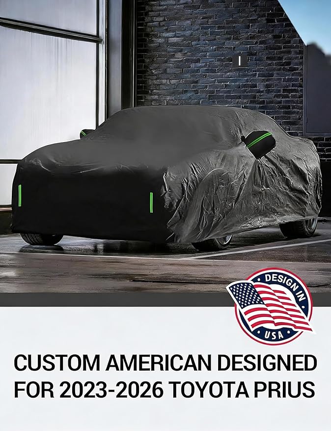 Proadsy Car Cover Custom Fit for Toyota Prius 2023 2024 2025 2026, Waterproof All Weather for Automobiles, Full Exterior Cover Rain Snow Sun Protector Indoor Outdoor Car Cover