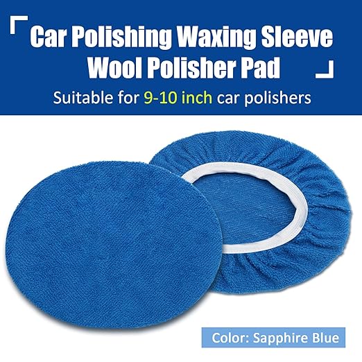 6 PCS Car Buffing Pads for 9-10 Inch Orbital Polisher, Microfiber Polishing Pad Buffer Polisher Bonnets, 9-10 Inch Polishing Pads Cover Waxing Pads for Car Detailing (Blue)