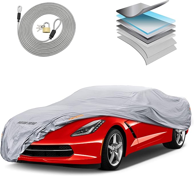 MotorTrend Custom Fit Car Cover for Chevrolet Corvette 1984-2019, All-Weather Protection for Cars Trucks & SUVs UV Resistant Waterproof Scratch-Resistant Vehicle Cover for Outdoor & Indoor