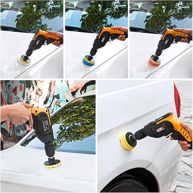 Petutu Car Foam Drill Polishing Pad Kit 22 PCS, 3 Inch Buffing Pads