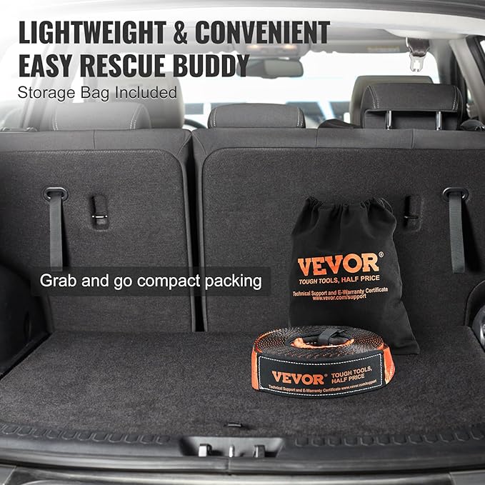 VEVOR Off-Road Recovery Kit, 3" x 30' Tow Straps Heavy Duty with Hooks 30,000 lbs Capacity Winch Tow Strap Kit, 44,092 lbs D-Ring Shackles, Shackle Receiver Storage Bag for ATV Jeep UTV Vehicle Truck