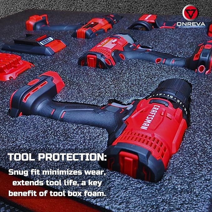 ONREVA Tool Box Foam, 1PC 54x22x3 inch, Foam Inserts for Cases, Polyethylene Storage Sheets for Toolbox Hard Case, Tool Shadow Insert, Kaizen Organizer Sheet