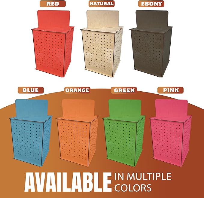 TORCHED DISPLAYS Rotating Display Stand | 22.5 x 16.76-inch | Rotating Organizer Wood Pegboard | Pegboard Display Stand for Craft Shows, Vendor Events, Jewelry, Accessories | Orange