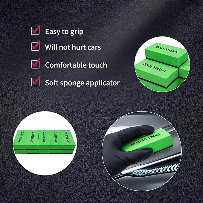Ceramic Coating Applicator Sponges Block,Car Detailing Coat applicator Sponge Pads Kit,(10, Green)