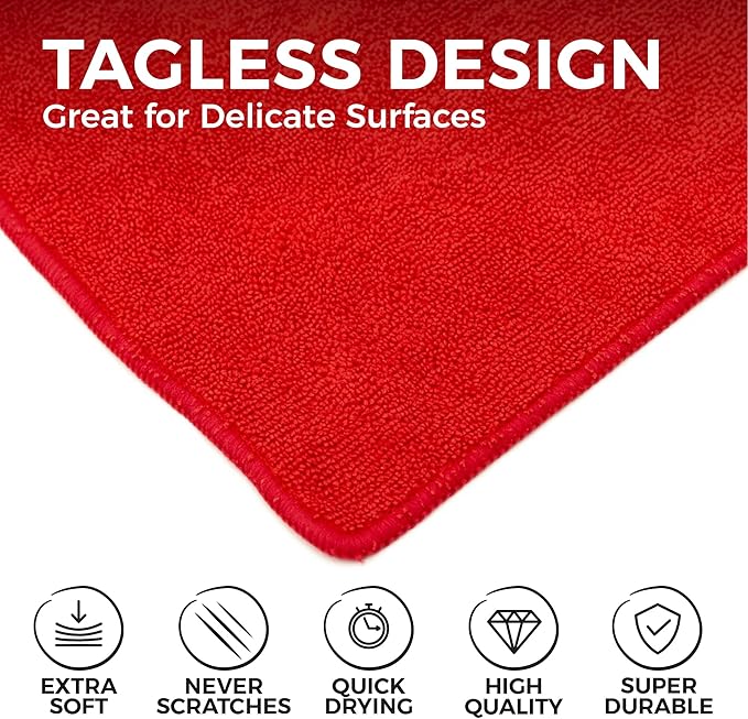 The Rag Company - All-Purpose Microfiber Terry Cleaning Towels - Commercial Grade, Highly Absorbent, Lint-Free, Streak-Free, Kitchens, Bathrooms, 300gsm, 16in x 16in, Red + Grey + Black (12-Pack)