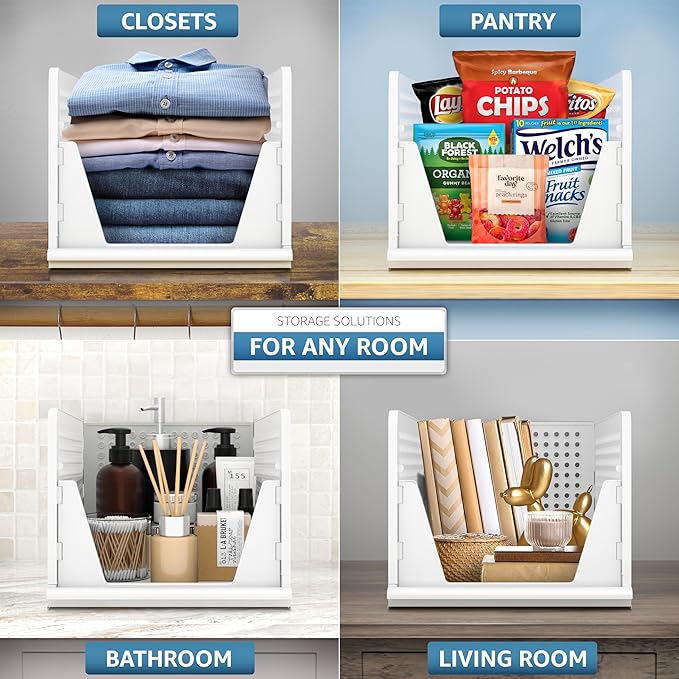 Sorbus 3 Pack Folding Closet Shelf Organizer for Clothes - Versatile Stackable Storage Baskets for Closet, Bathroom, Kitchen and Garage - Easy Access Open Front Design - Plastic Organizer Shelves
