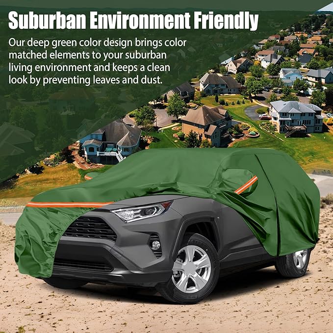 Waterproof Car Covers Replace for 2013-2025 Toyota RAV4, Multilayer Heavy Duty with Cotton Liner All Weather Custom-fit Car Cover with Zipper Door, Windproof Bands for Snow Rain Dust Protection