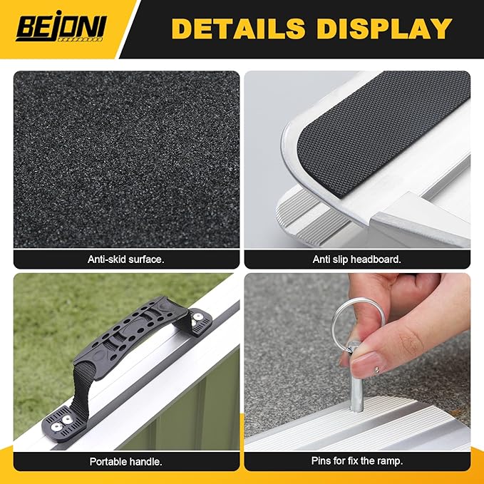 BEJONI Portable Wheelchair Ramp 2FT, Folding Non-Slip Aluminum Handicap Ramp, Door Threshold Wheel Chair Ramps for Home Steps, Scooter, Doorways, Entry Use, Curbs, Stairs